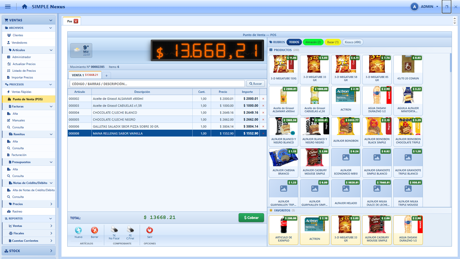 Punto de venta (POS) de SIMPLE Nexus